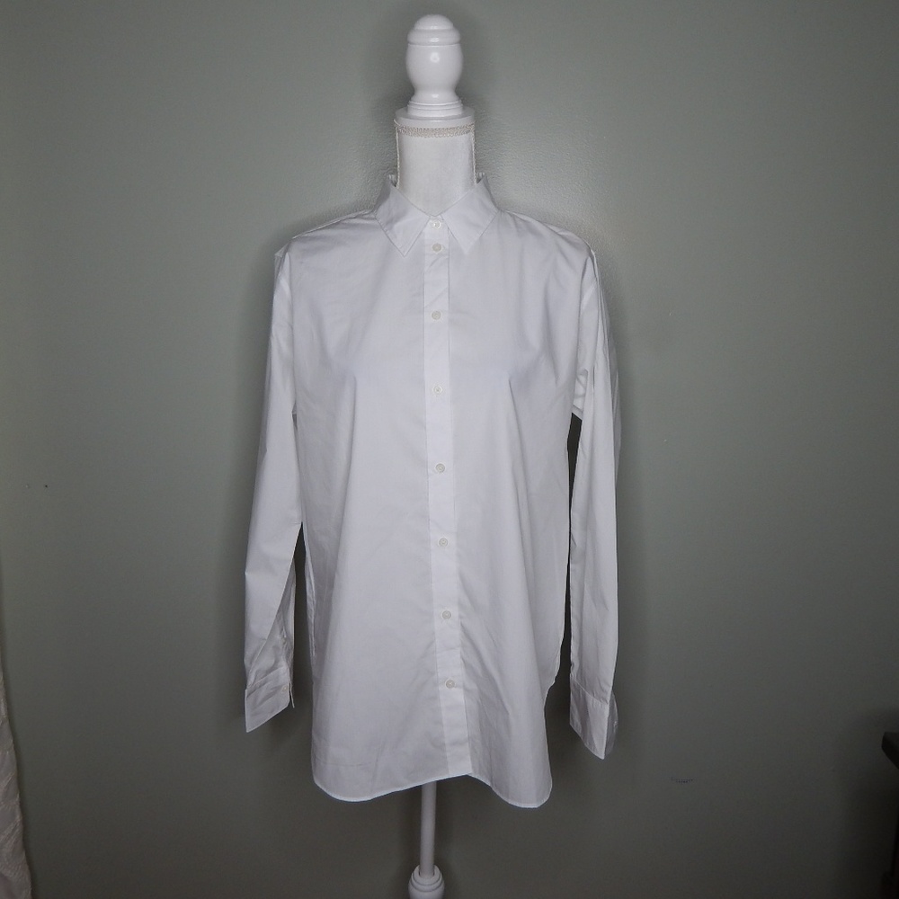 Everlane white cotton button-up shirt, size 10